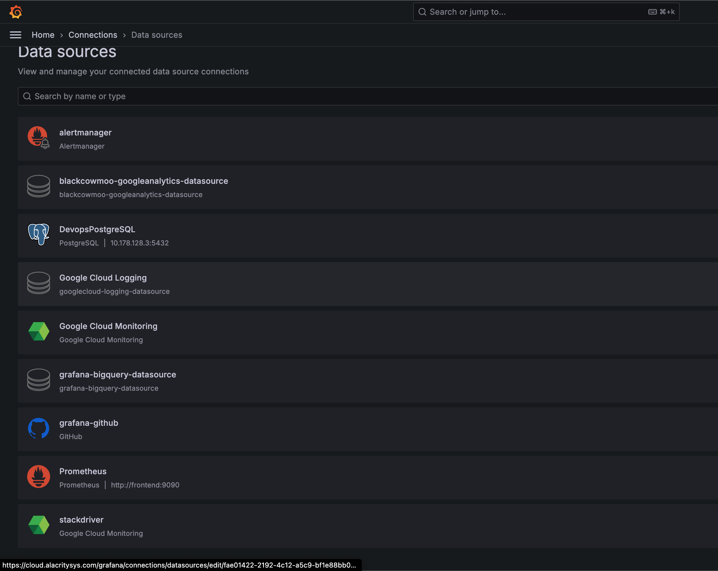 Responsive image of Grafana Data sources